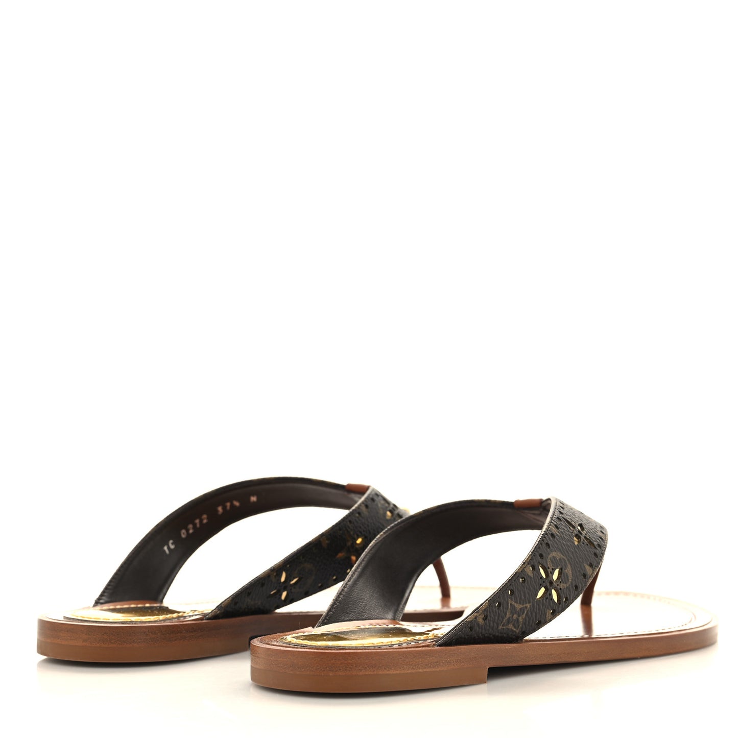 Monogram Sunny Flat Thong Sandals 37.5 Brown