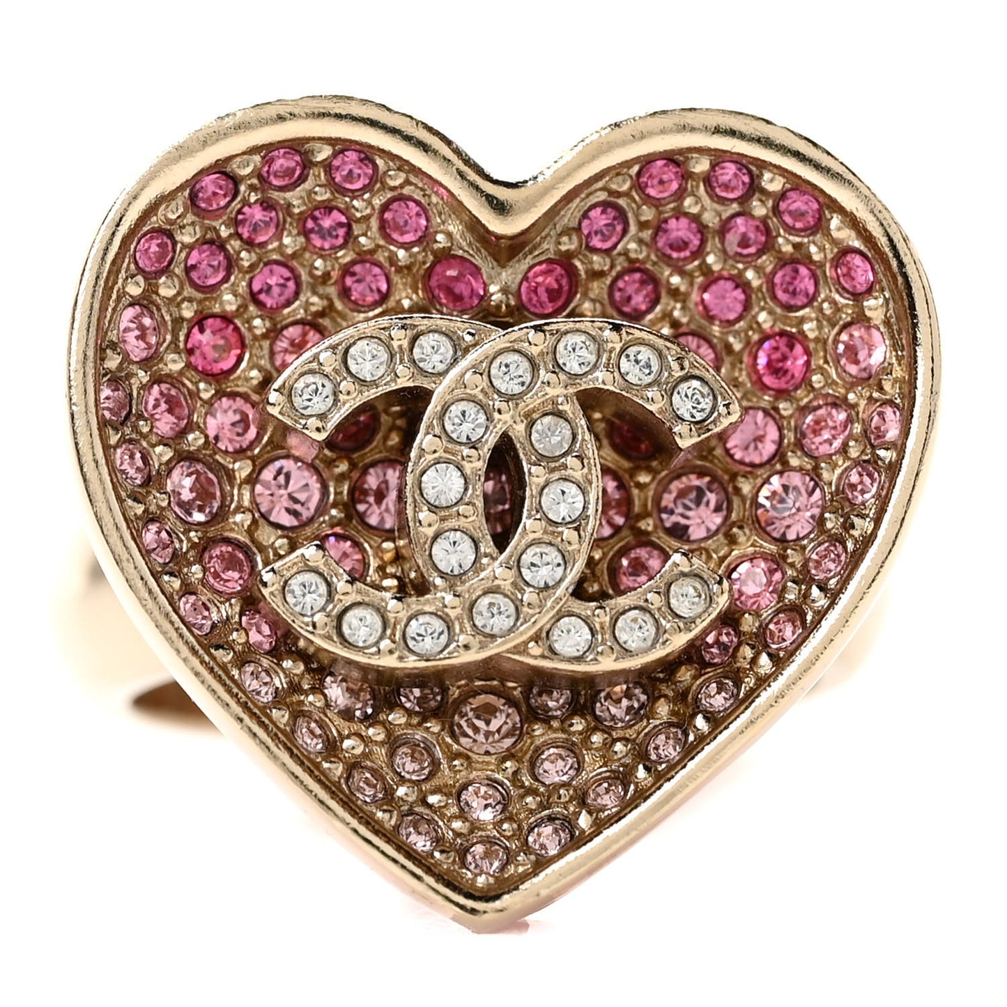 Crystal CC Resin Heart Ring 52/6 Pink Gold