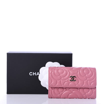 Chanel Caviar Camellia Embossed Card Holder Wallet Pink 9 of 9