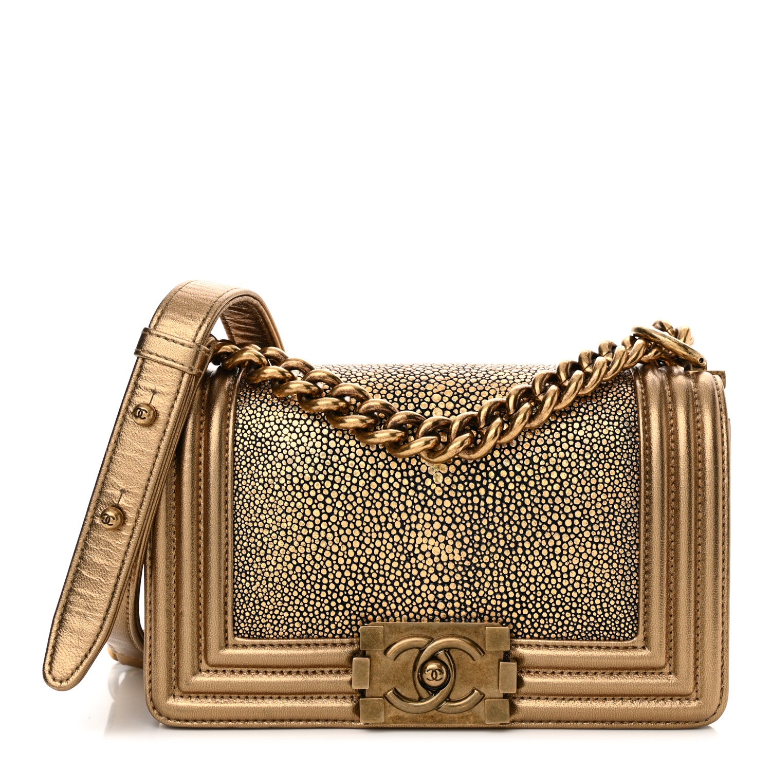 Chanel Galuchat Stingray Small Boy Flap Gold 1 of 13