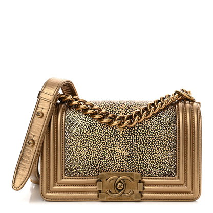Chanel Galuchat Stingray Small Boy Flap Gold 1 of 13