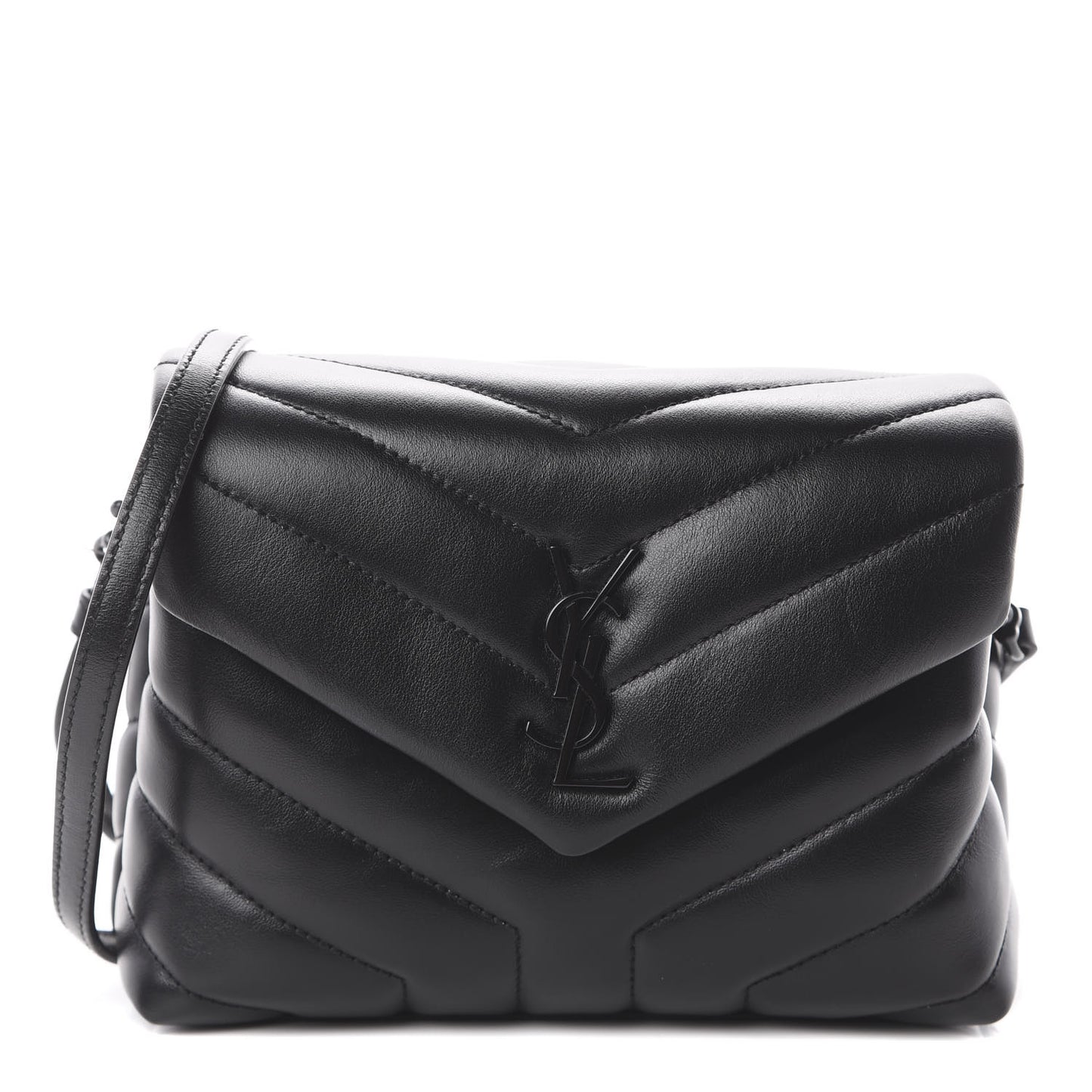 Calfskin Y Quilted Monogram Toy Loulou Crossbody Bag Black