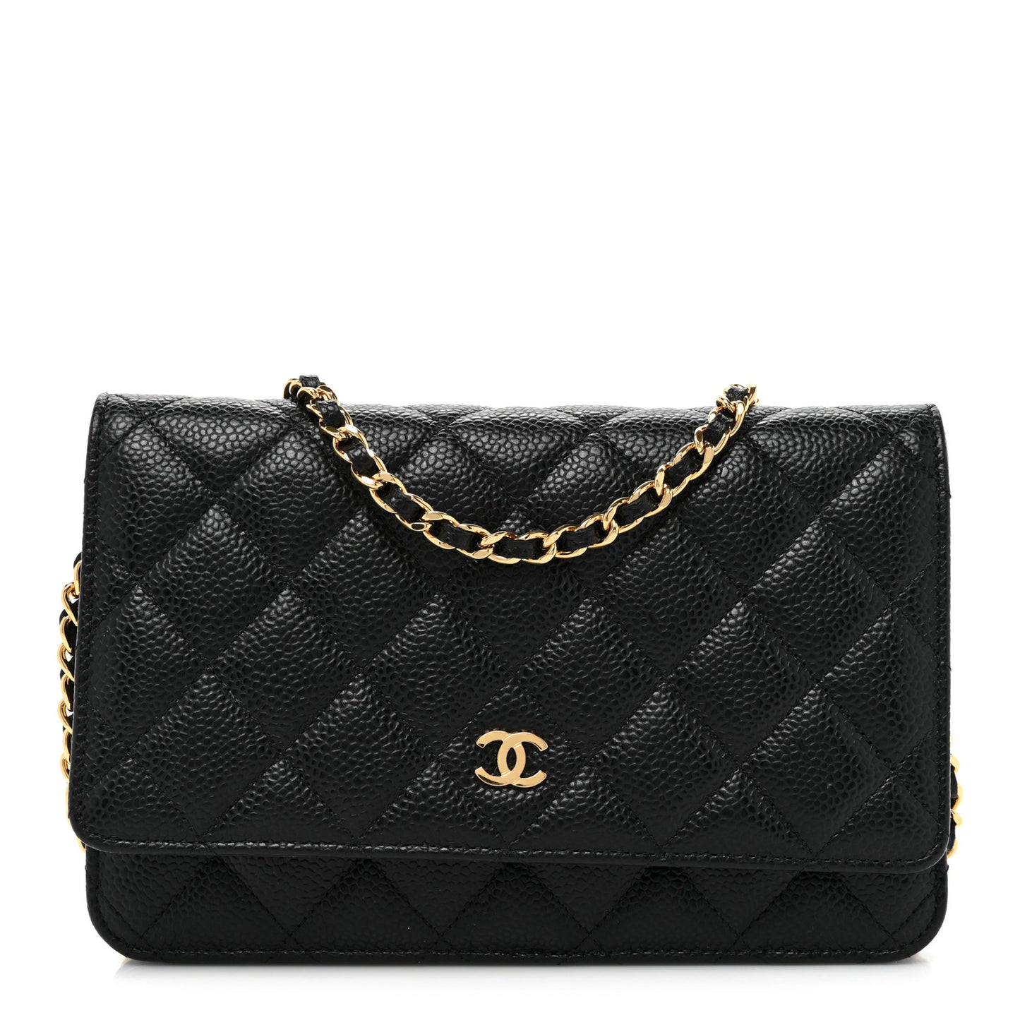 Caviar Quilted Wallet on Chain WOC Black