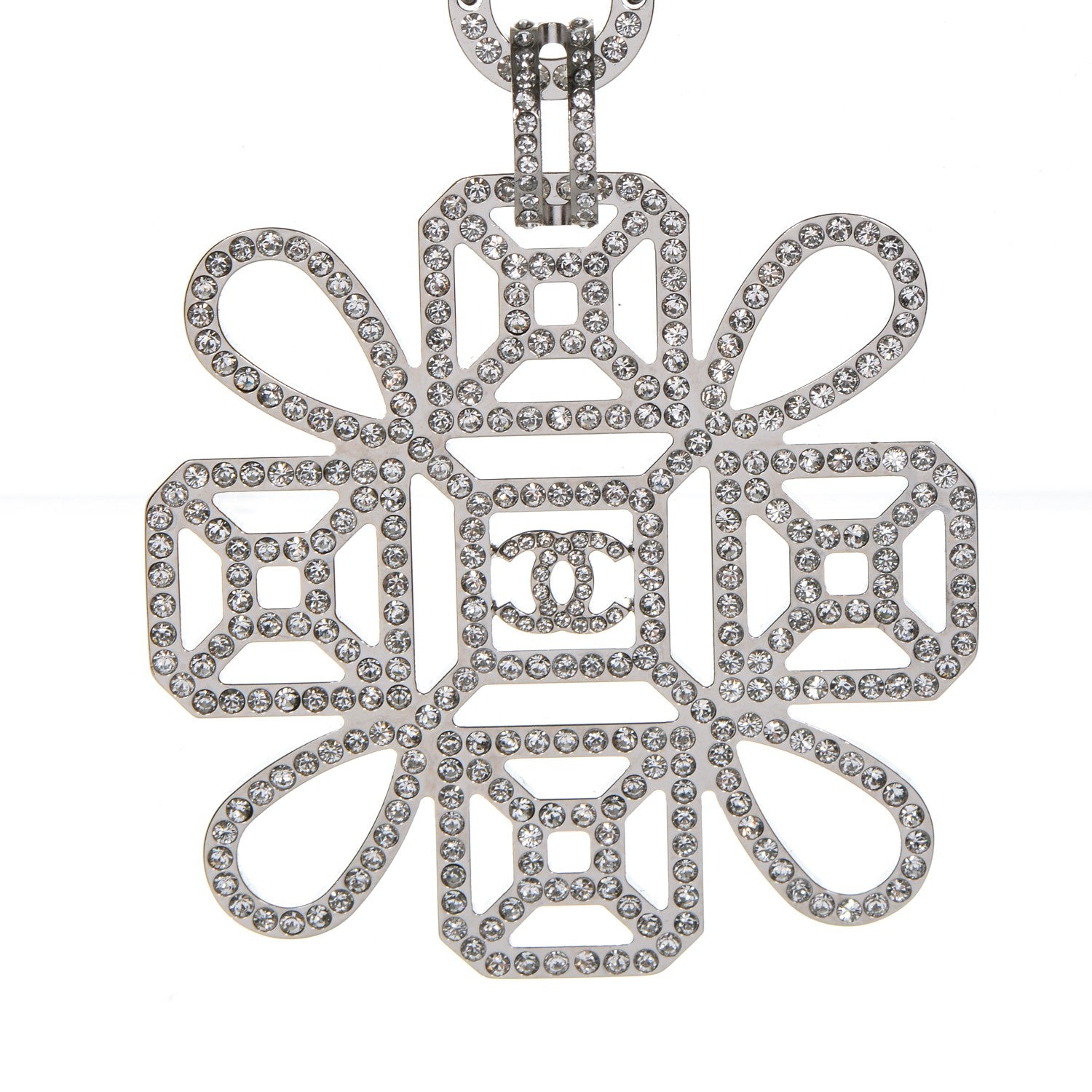 Chanel Crystal Strass Necklace Silver 4 of 5