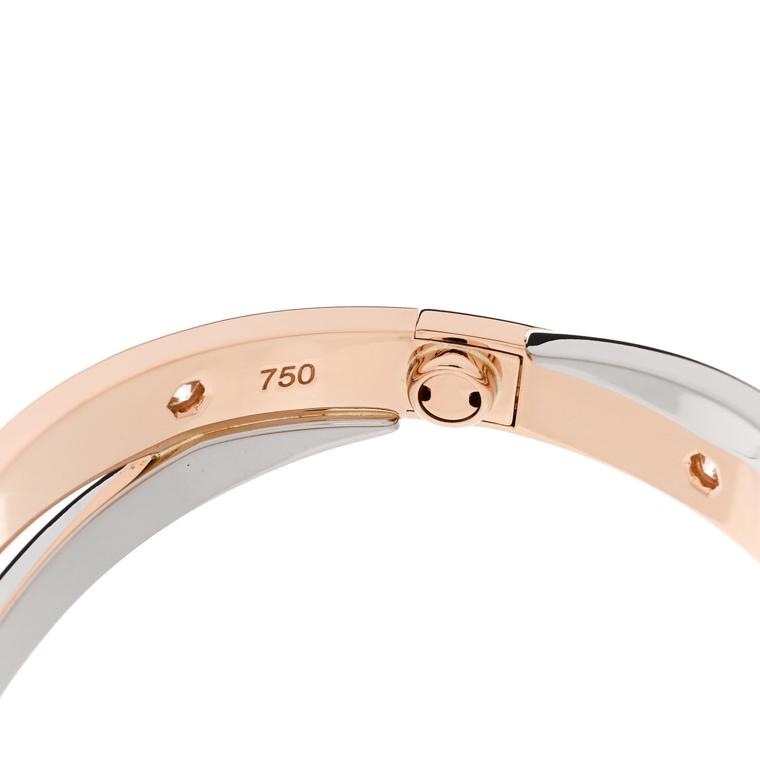Cartier 18K Pink White Gold 12 Diamond Double LOVE Bracelet 16 7 of 8