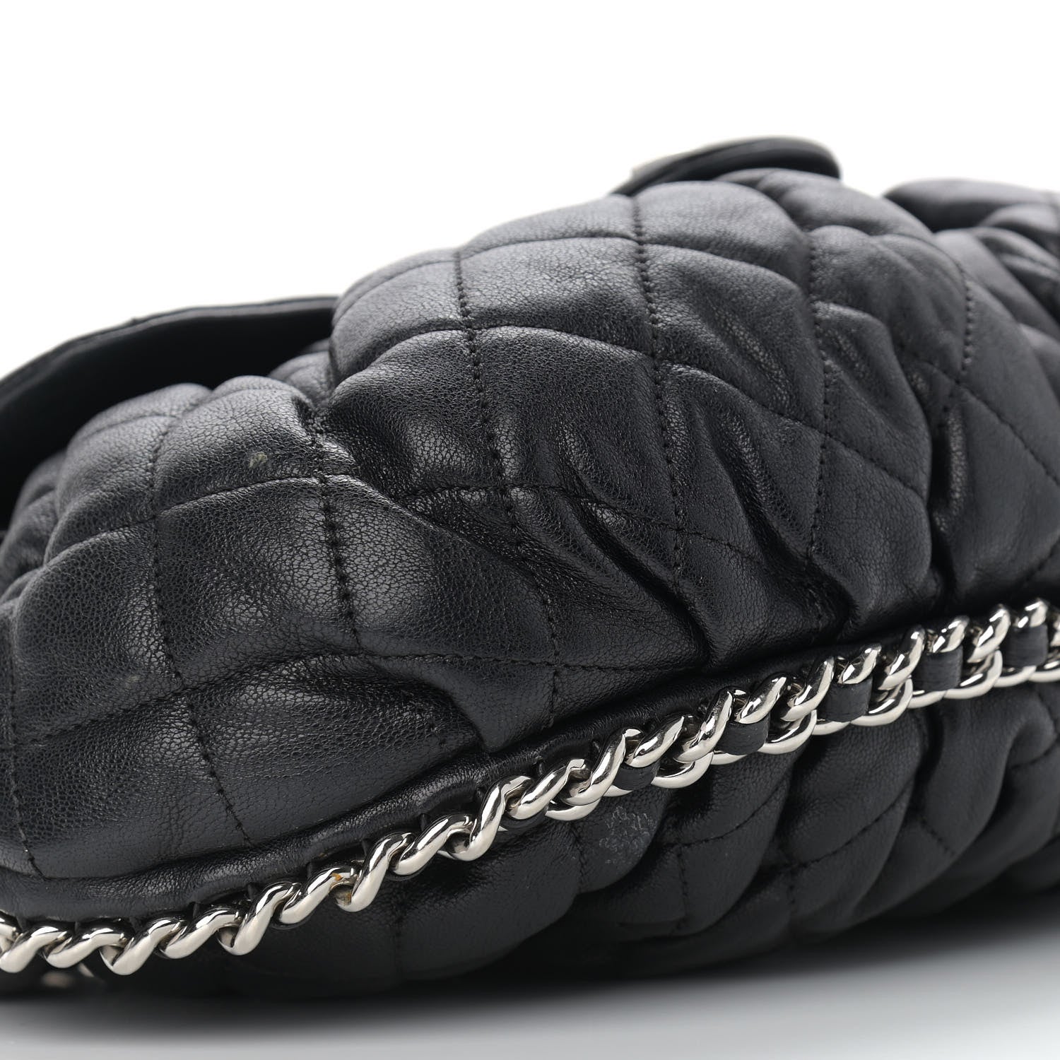 Chanel Washed Lambskin Quilted Medium Chain Around Messenger Black 10 of 11