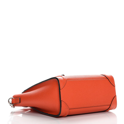 Celine Drummed Calfskin Nano Luggage Vermillion 5 of 13