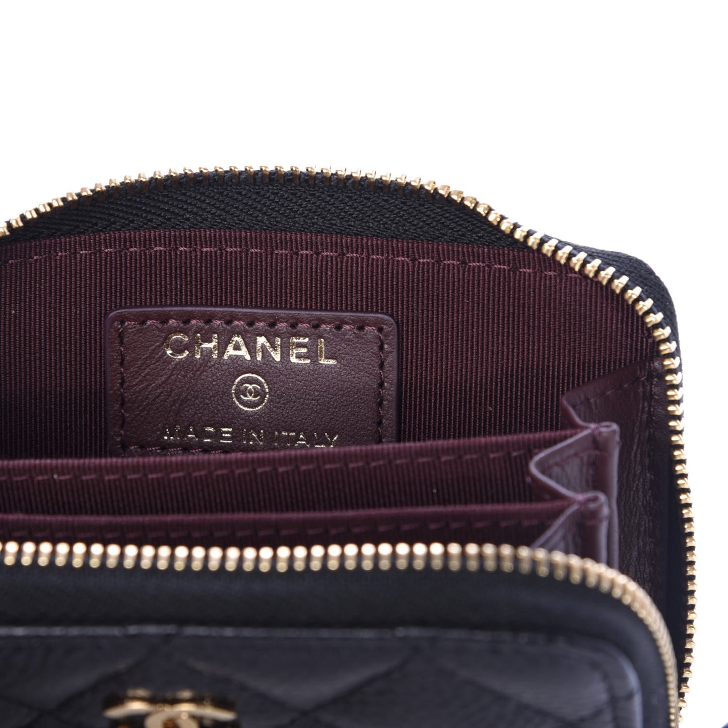 Caviar Quilted Zip Coin Purse Black