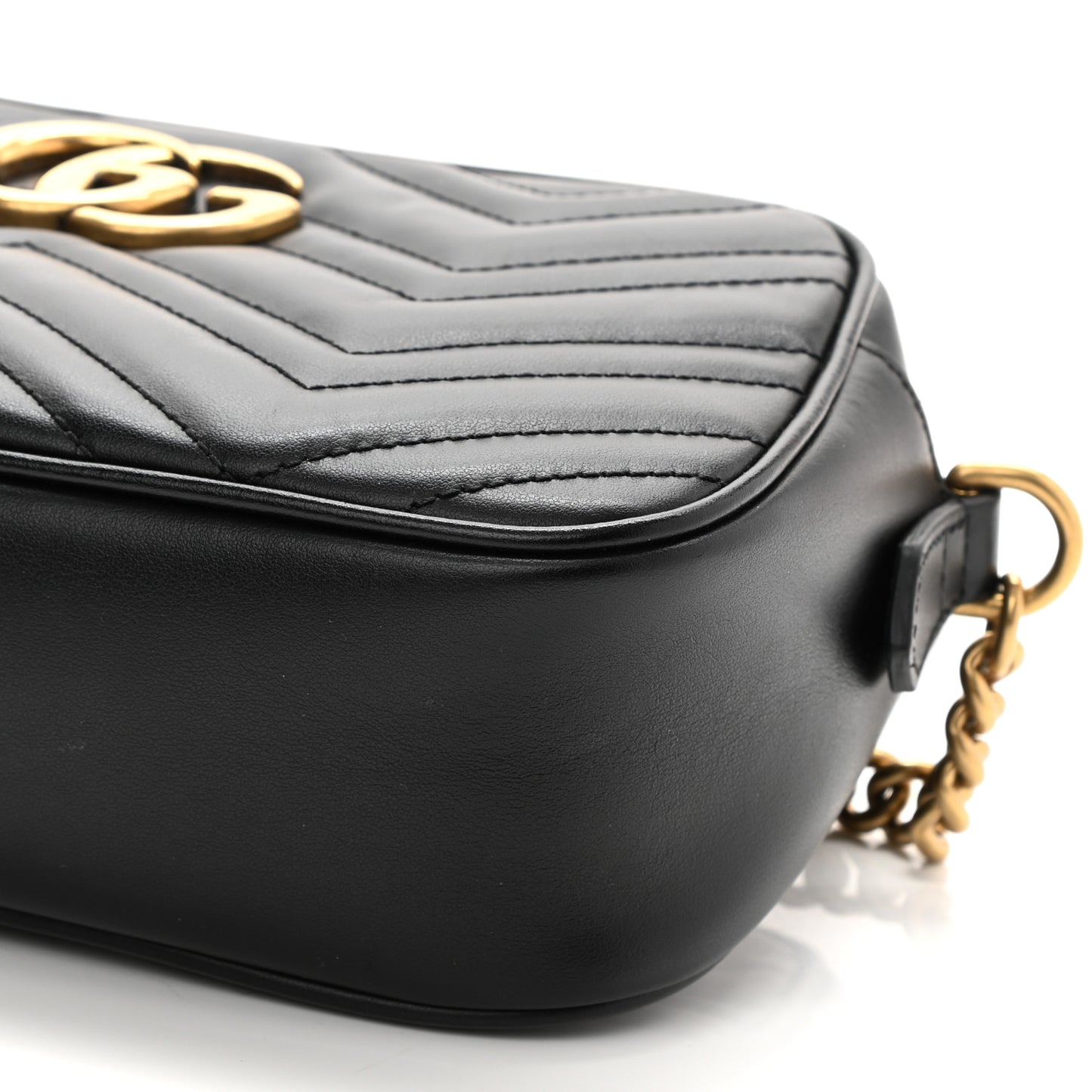 Calfskin Matelasse Small GG Marmont Chain Shoulder Bag Black