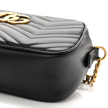 Gucci Calfskin Matelasse Small GG Marmont Chain Shoulder Bag Black 10 of 10