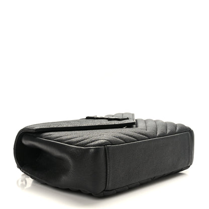 Saint Laurent Sheepskin Matelasse Chevron Monogram Monochrome Medium College Bag Black 4 of 10