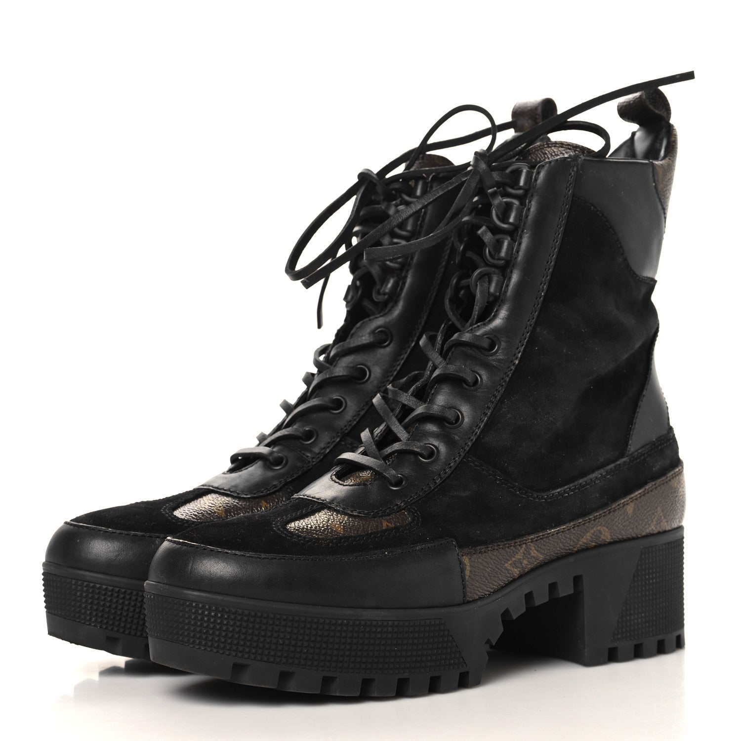 Louis Vuitton Suede Calfskin Monogram Laureate Platform Desert Boots 39.5 Black 4 of 9