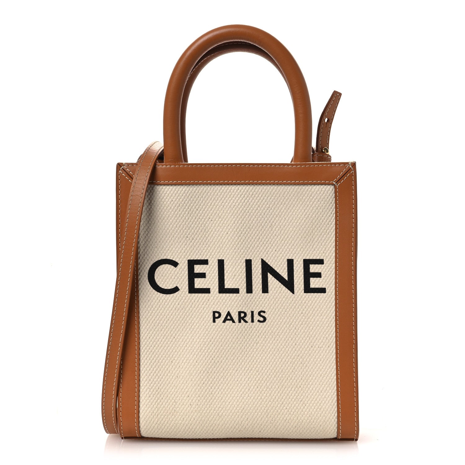 Celine Canvas Calfskin Mini Vertical Cabas Natural Tan 1 of 10