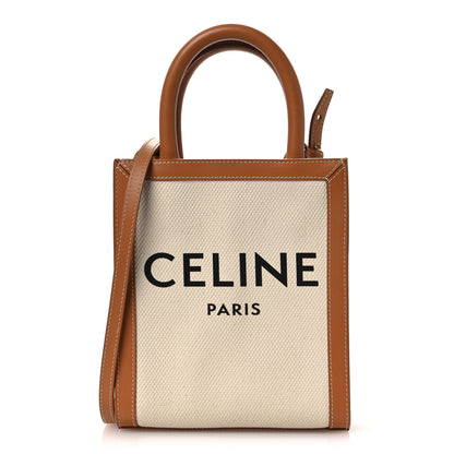 Celine Canvas Calfskin Mini Vertical Cabas Natural Tan 1 of 10