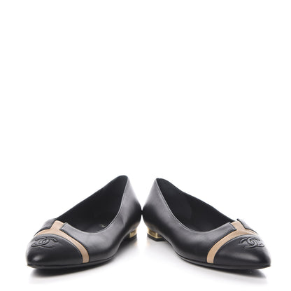 Chanel Lambskin CC Ballerina Flats 39 Black Beige 6 of 15