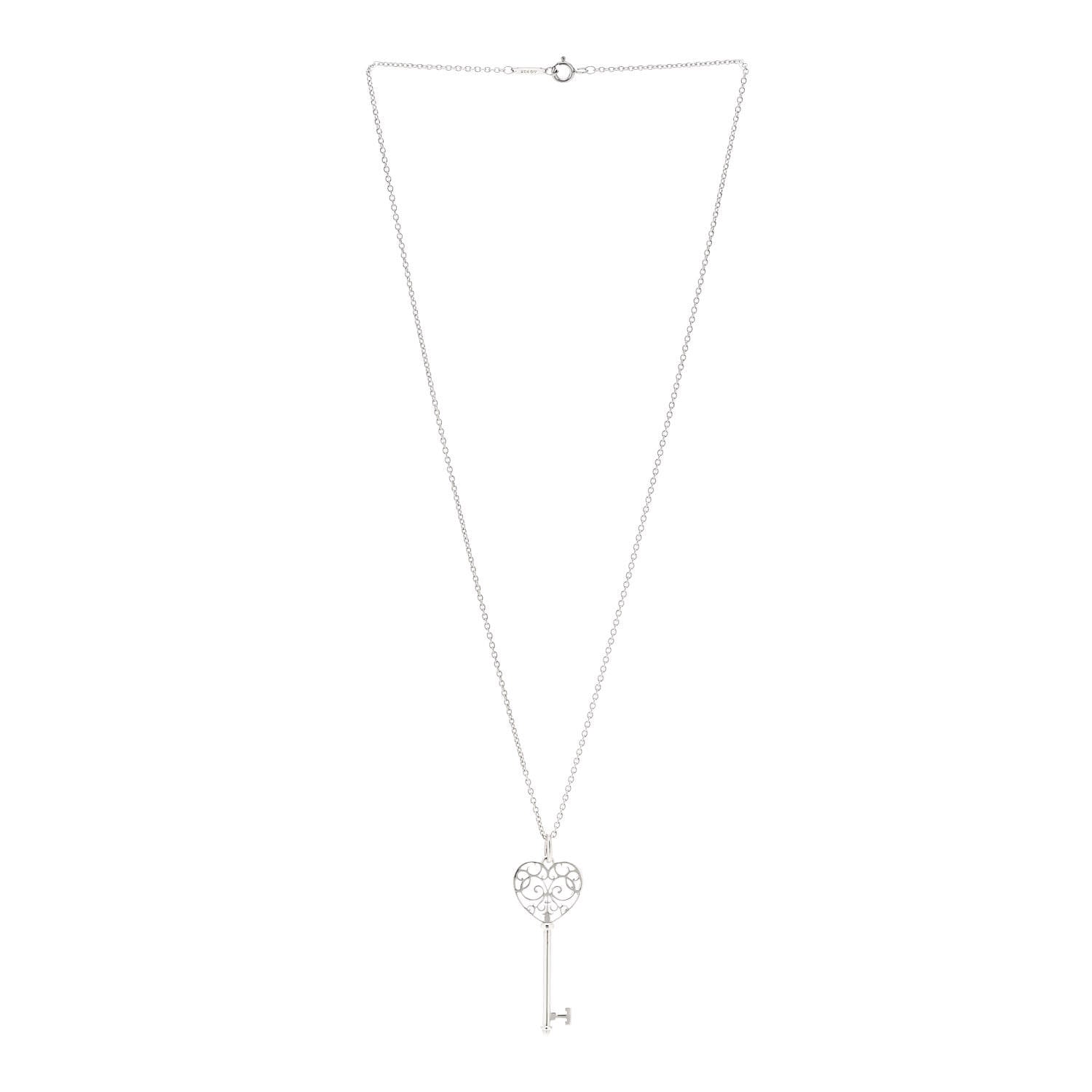 Tiffany Sterling Silver Enchant Heart Key Pendant Necklace 3 of 6