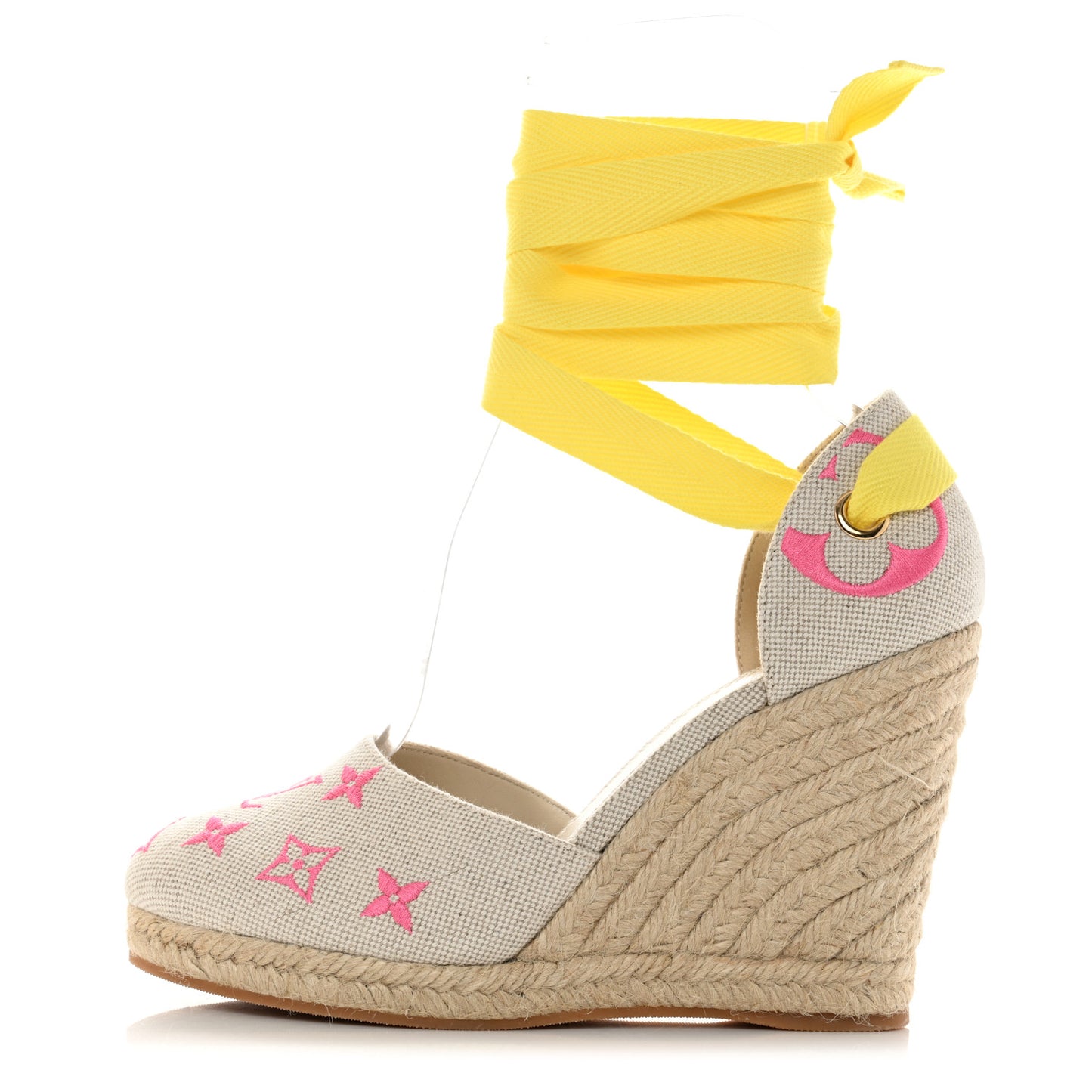 Canvas Monogram Starboard Wedge Espadrilles 38.5 Rose Pop