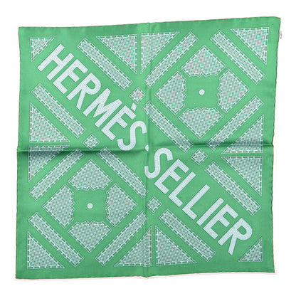 Hermes Silk Gavroche Sellier Pocket Square Scarf Vert Rose 1 of 4