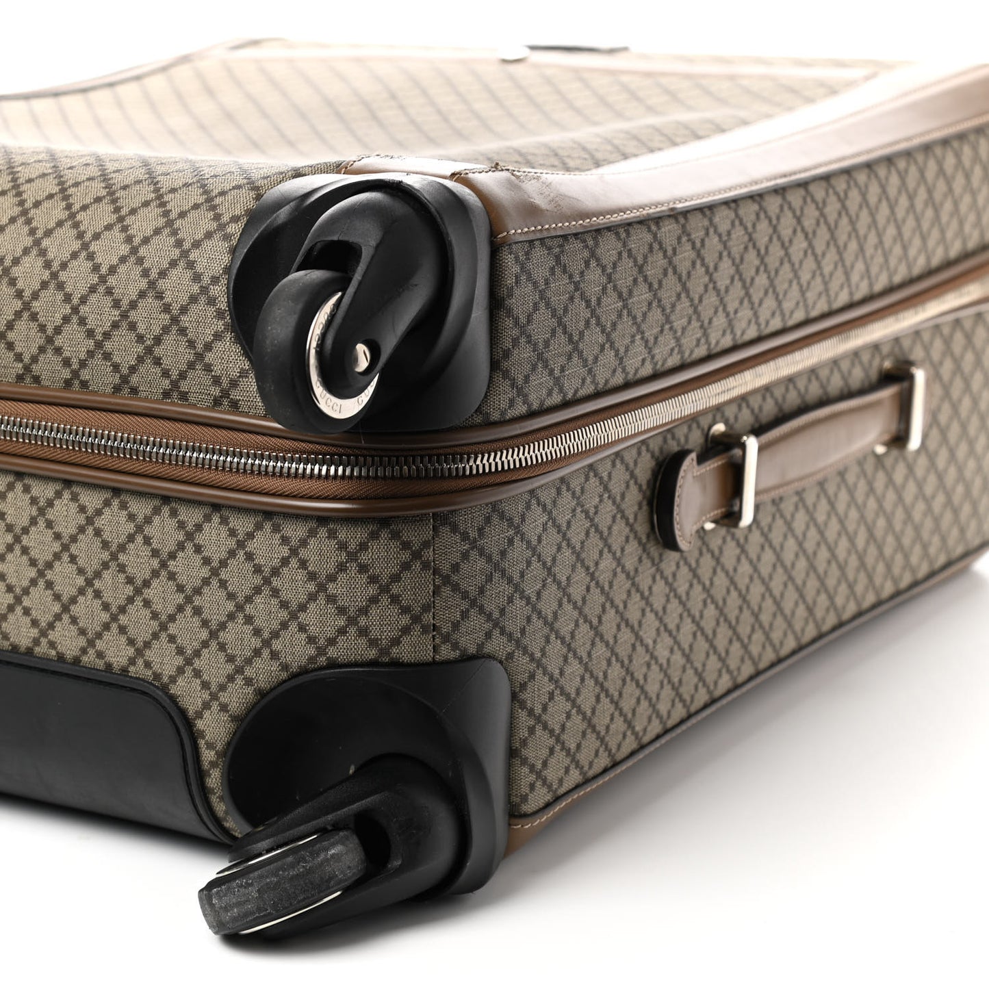 Diamante Plus Four Wheel Trolley Suitcase Brown