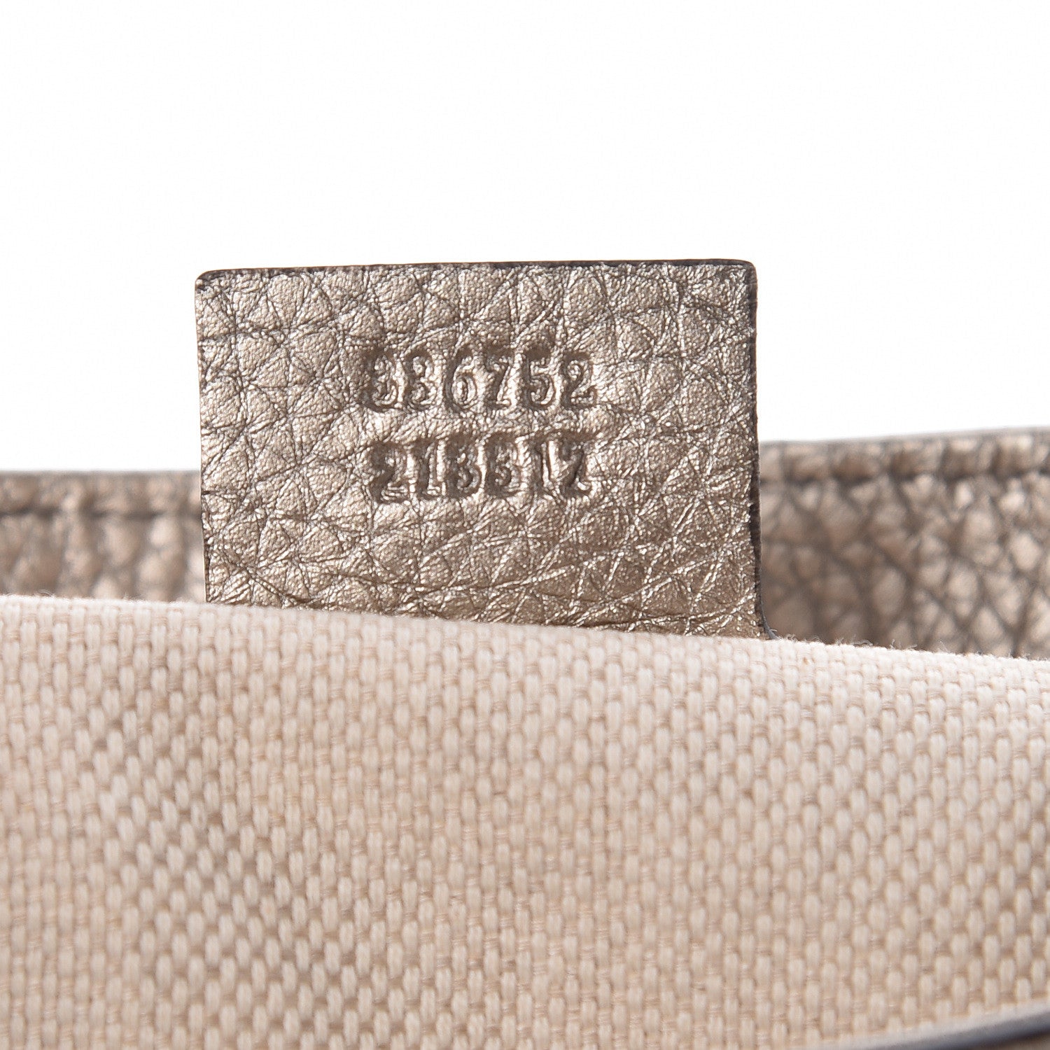 Gucci Metallic Pebbled Calfskin Medium Soho Flap Crossbody Golden Beige 7 of 11