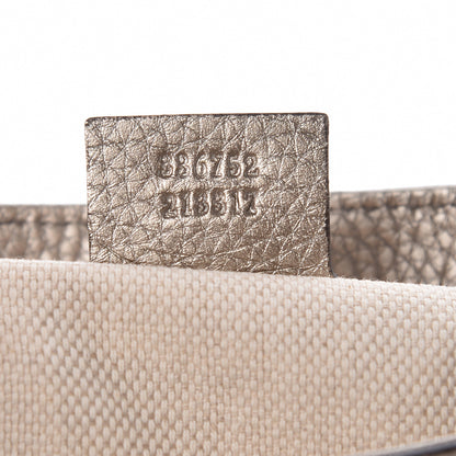 Gucci Metallic Pebbled Calfskin Medium Soho Flap Crossbody Golden Beige 7 of 11