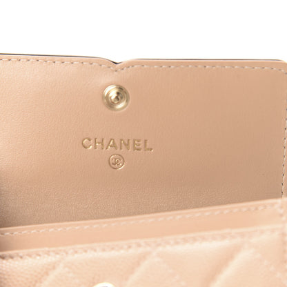Chanel Caviar Quilted Filigree Flap Card Holder Wallet Beige Black 6 of 9