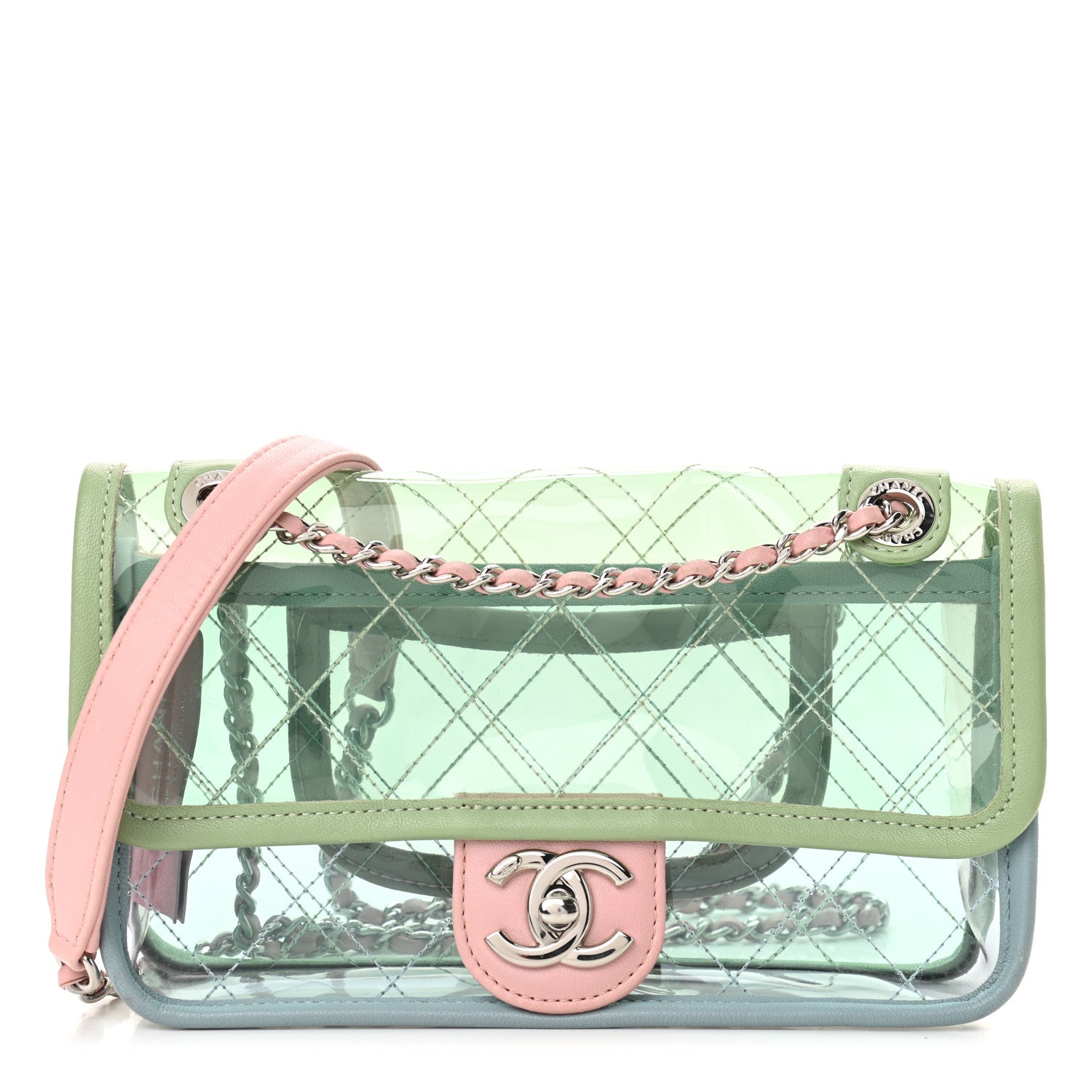 Chanel Lambskin PVC Quilted Mini Coco Splash Flap Blue Green 1 of 10