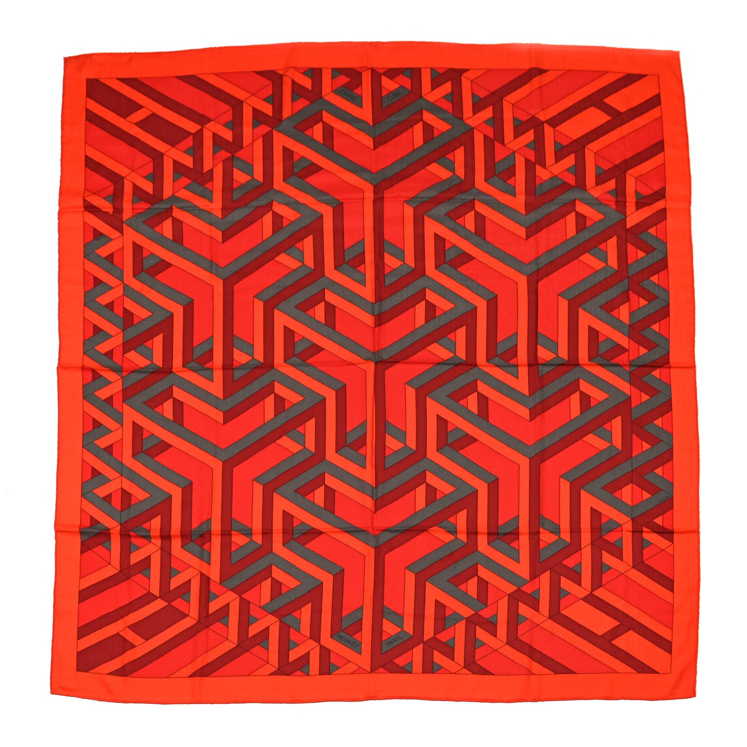 Hermes Cashmere Silk Carre Cube Shawl 140 Capucine Vermillon Argile 1 of 5