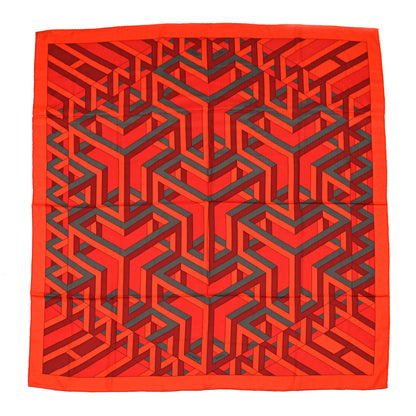 Hermes Cashmere Silk Carre Cube Shawl 140 Capucine Vermillon Argile 1 of 5