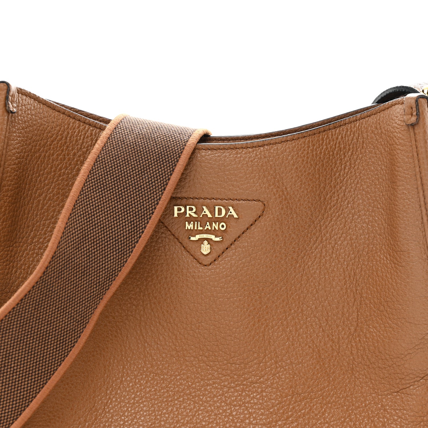 Prada Vitello Daino Soft Hobo Messenger Bag Caramel 7 of 9