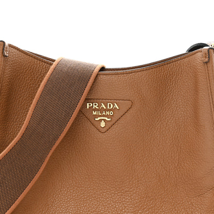 Prada Vitello Daino Soft Hobo Messenger Bag Caramel 7 of 9