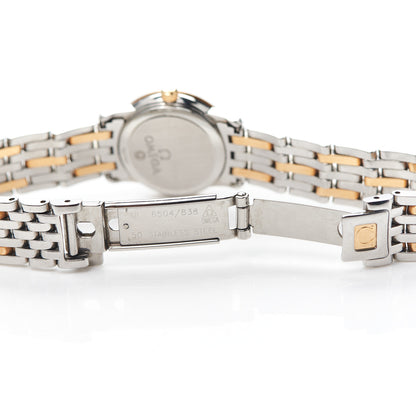 Omega Stainless Steel 18K Yellow Gold Diamond Bezel Mother of Pearl 22mm De Ville Prestige Quartz Watch 4375.75.00 6 of 6