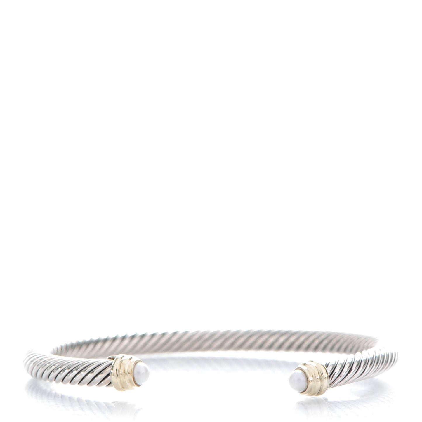Sterling Silver 14K Yellow Gold Pearl 5mm Cable Classics Bracelet