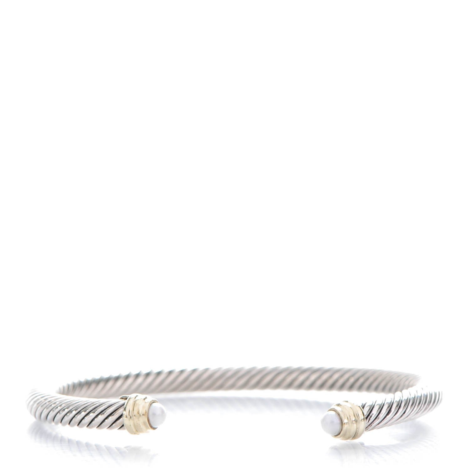 David Yurman Sterling Silver 14K Yellow Gold Pearl 5mm Cable Classics Bracelet 1 of 5