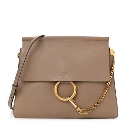 Chloe Calfskin Suede Medium Faye Shoulder Bag Motty Grey 1 of 12