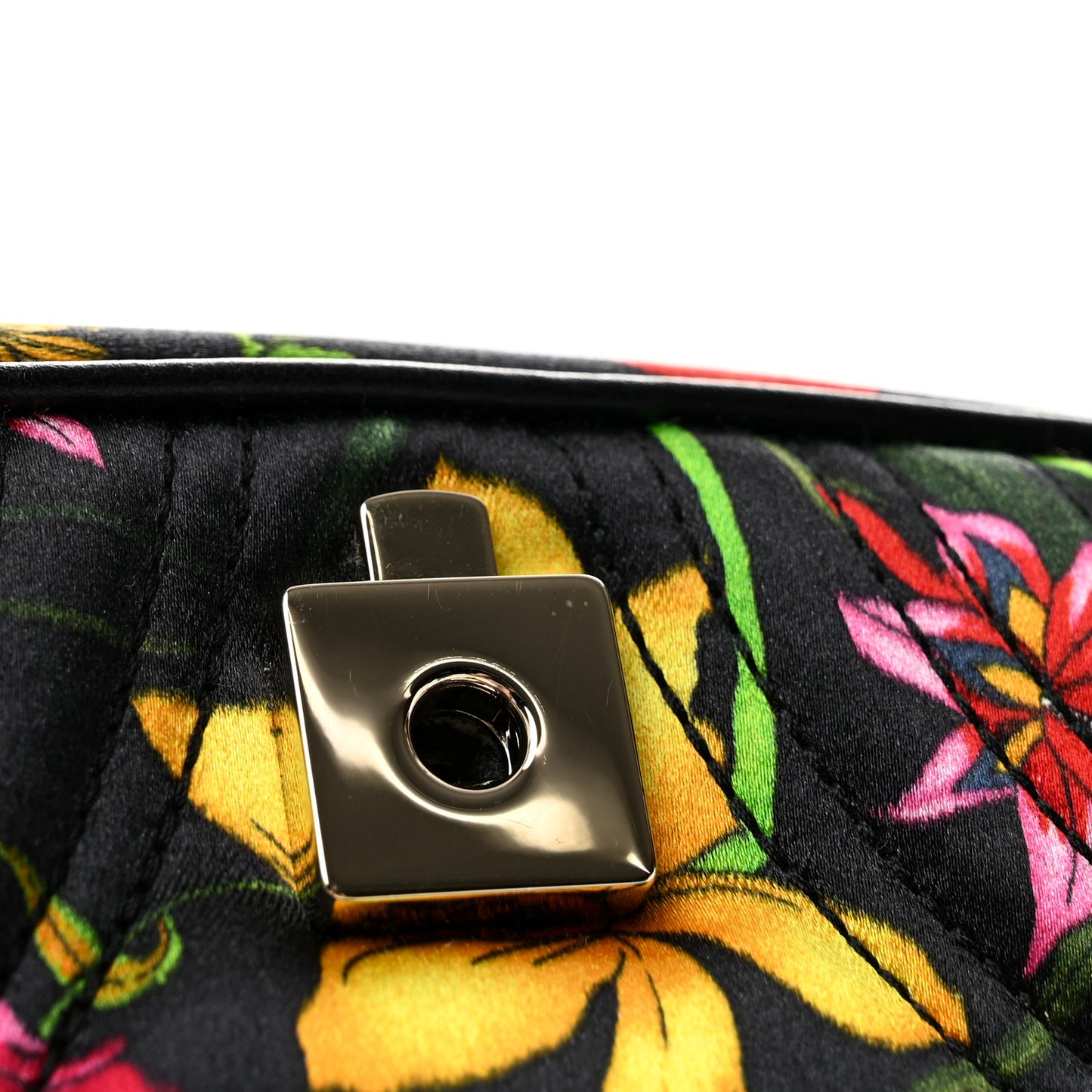 Silk Matelasse Floral Mini GG Marmont Top Handle Bag Black