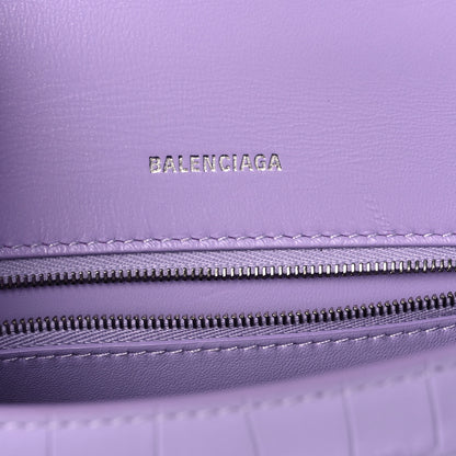 Balenciaga Shiny Calfskin Crocodile Embossed Small Hourglass Top Handle Bag Lilac 6 of 10