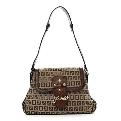 Fendi Zucchino Logo Shoulder Bag Tobacco 1 of 12