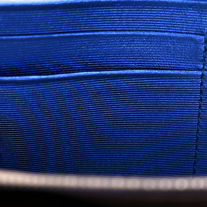 Bottega Veneta Metallic Grosgrain Intrecciato Zip Around Wallet Cobalt 10 of 11