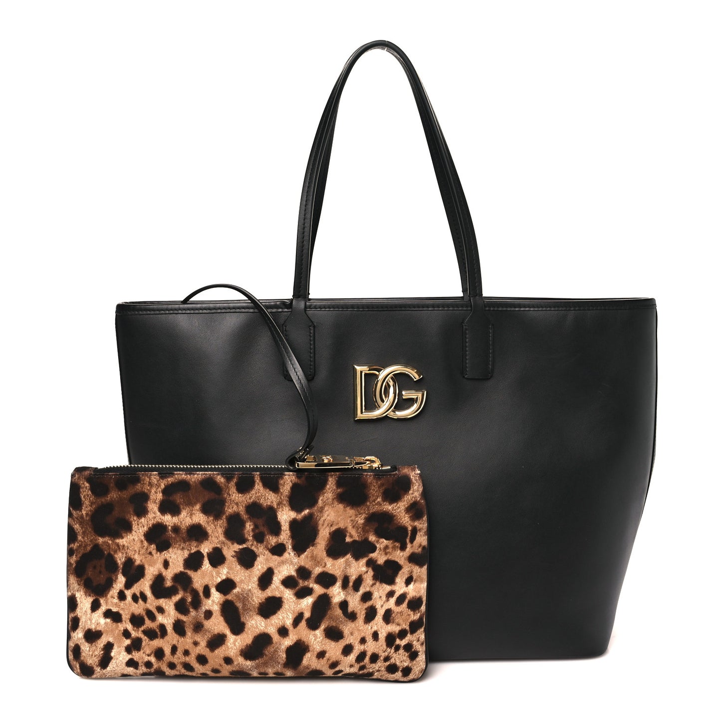 DOLCE GABBANA Calfskin Medium Fefe Tote Black