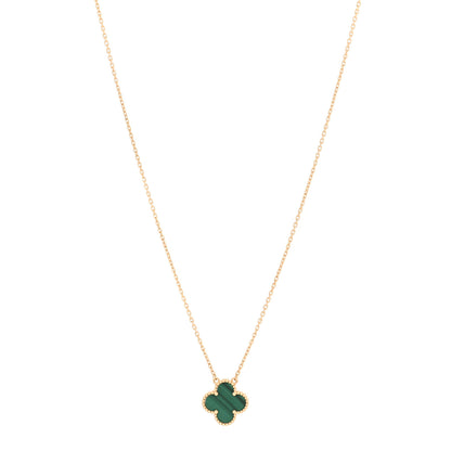 Van Cleef & Arpels 18K Yellow Gold Malachite Vintage Alhambra Pendant Necklace 1 of 5