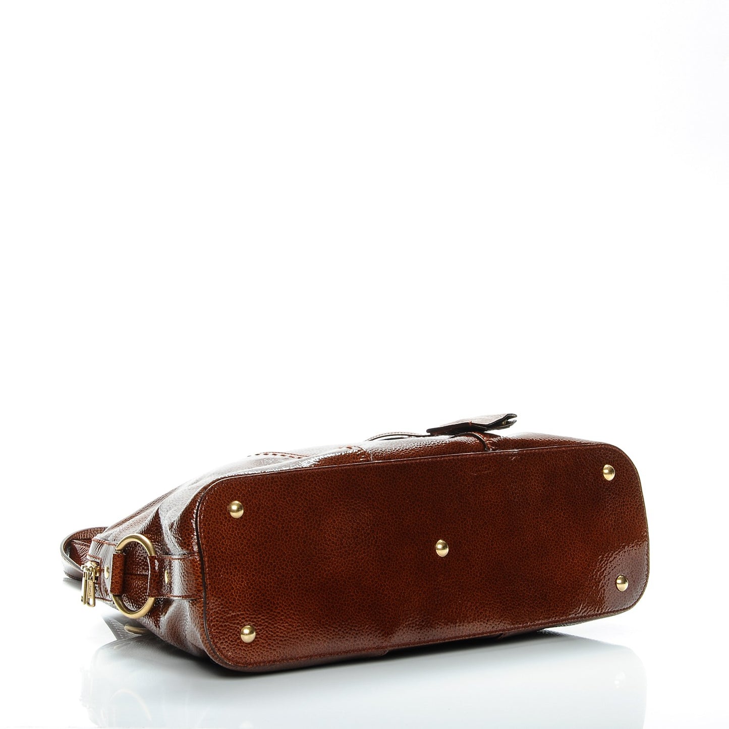 Pebbled Patent Large Muse Brown