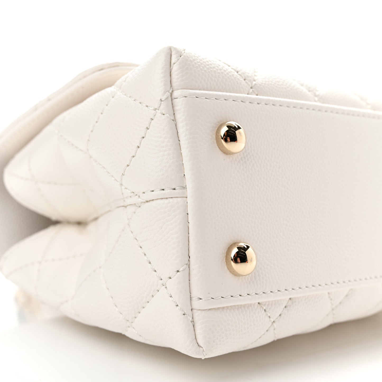 Caviar Quilted Mini Coco Handle Flap White