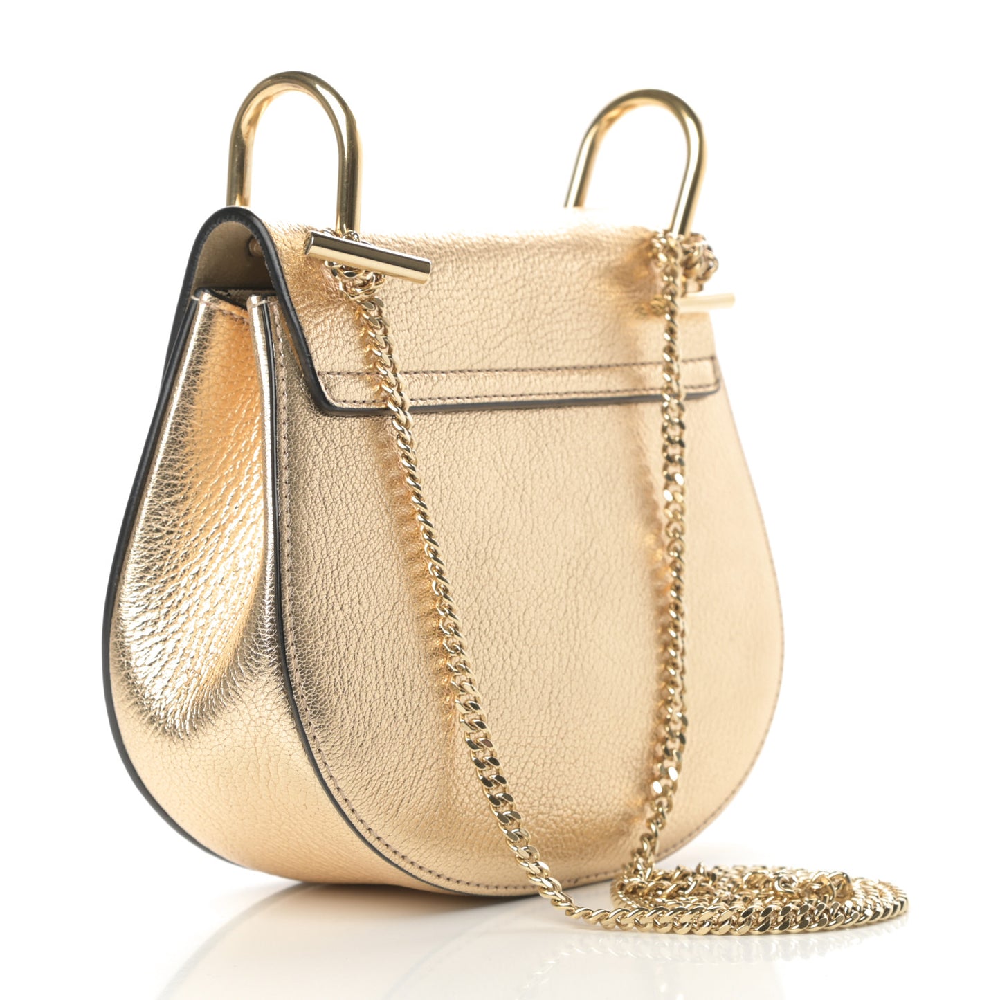 Metallic Goatskin Mini Drew Shoulder Bag Pale Gold