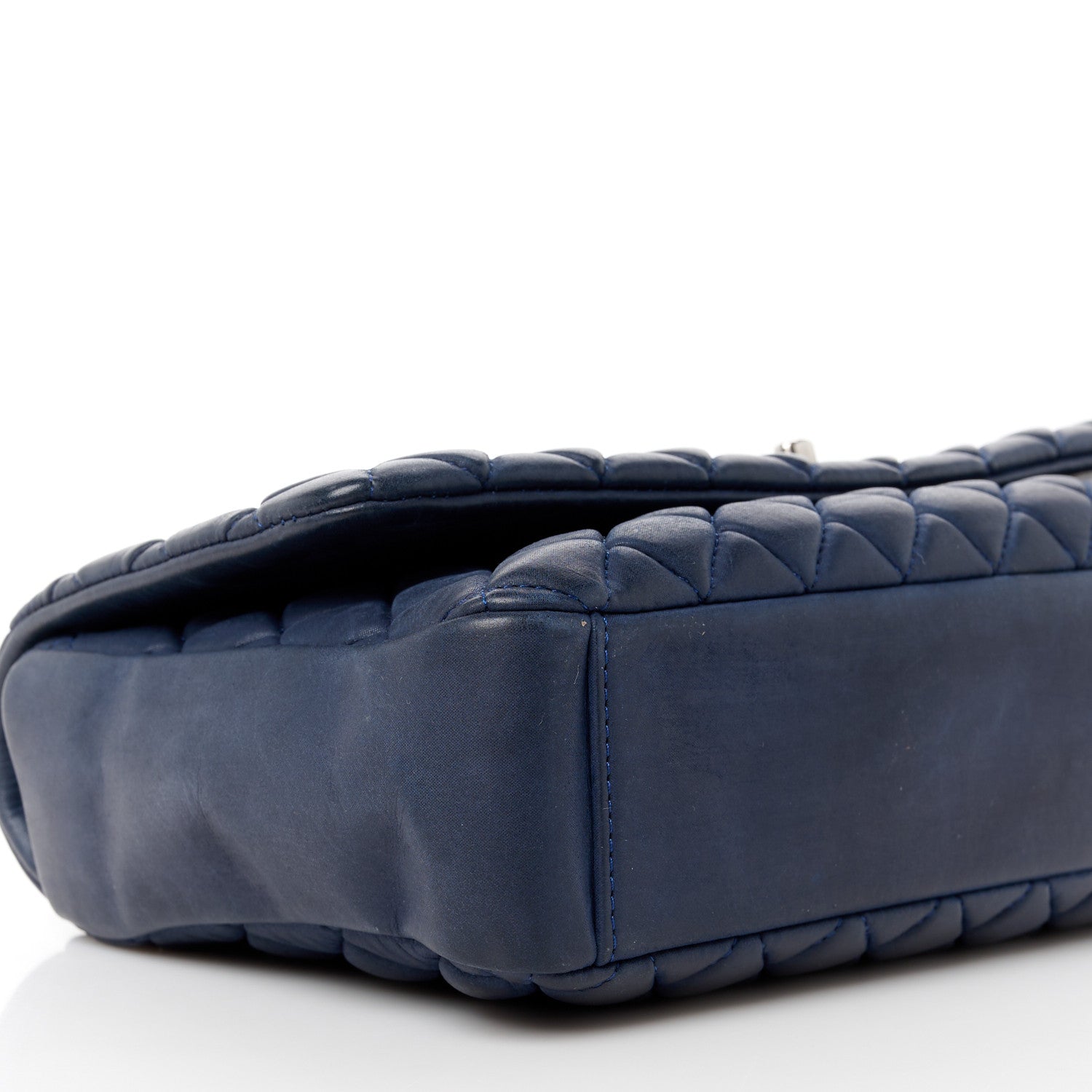 Chanel Iridescent Calfskin Quilted Large New Bubble Flap Navy 10 of 12
