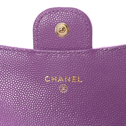 Chanel Caviar Quilted Flap Card Holder Wallet Purple 6 of 12