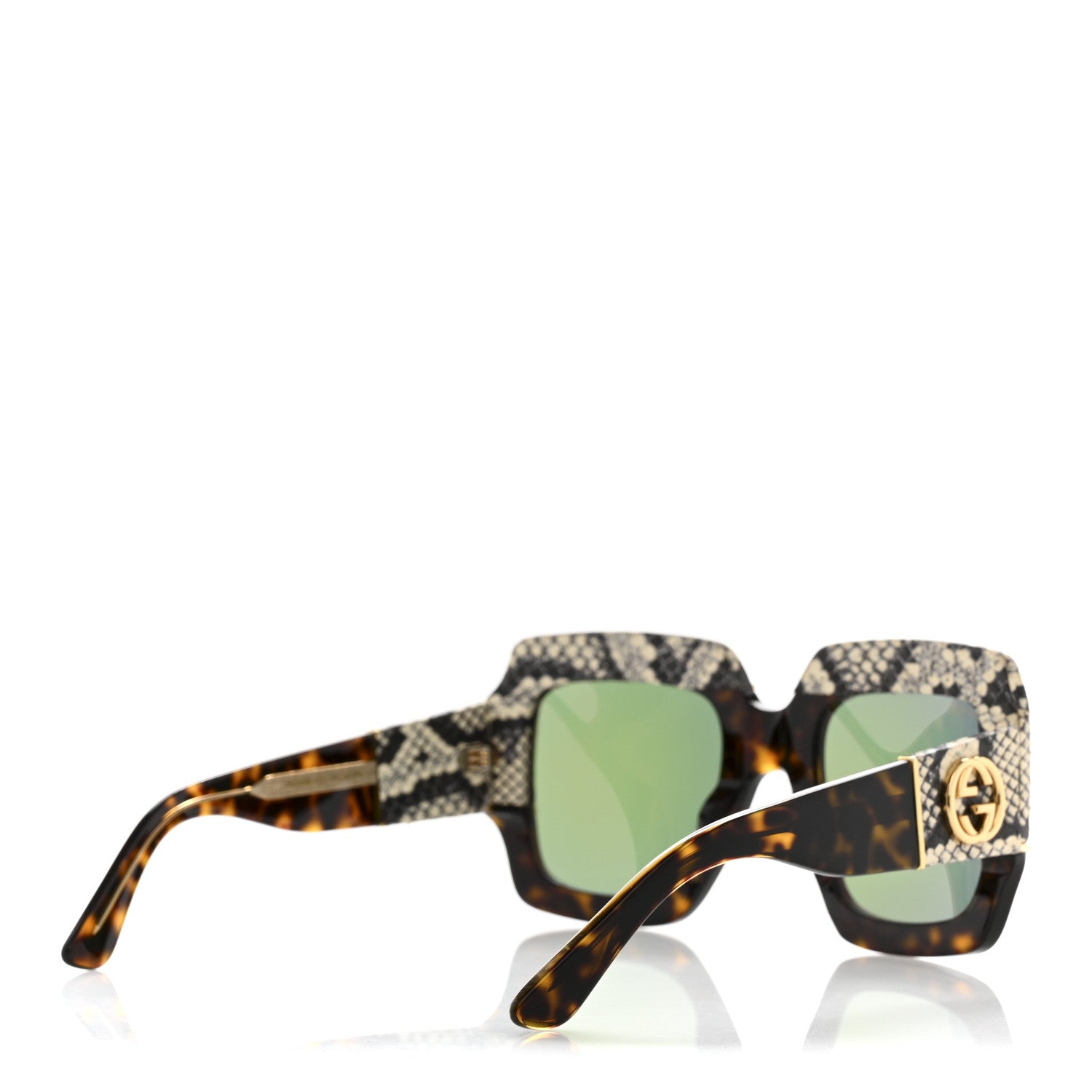 Gucci Snakeskin Acetate Square Sunglasses GG0484S Havana 4 of 8