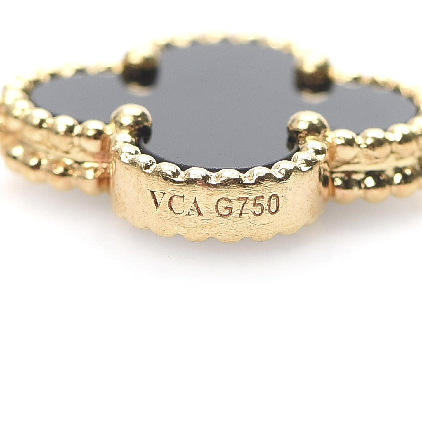 18K Yellow Gold Black Onyx 5 Motifs Vintage Alhambra Bracelet