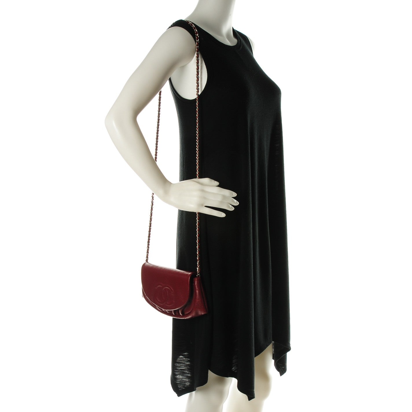 Caviar Half Moon Wallet On Chain WOC Dark Red