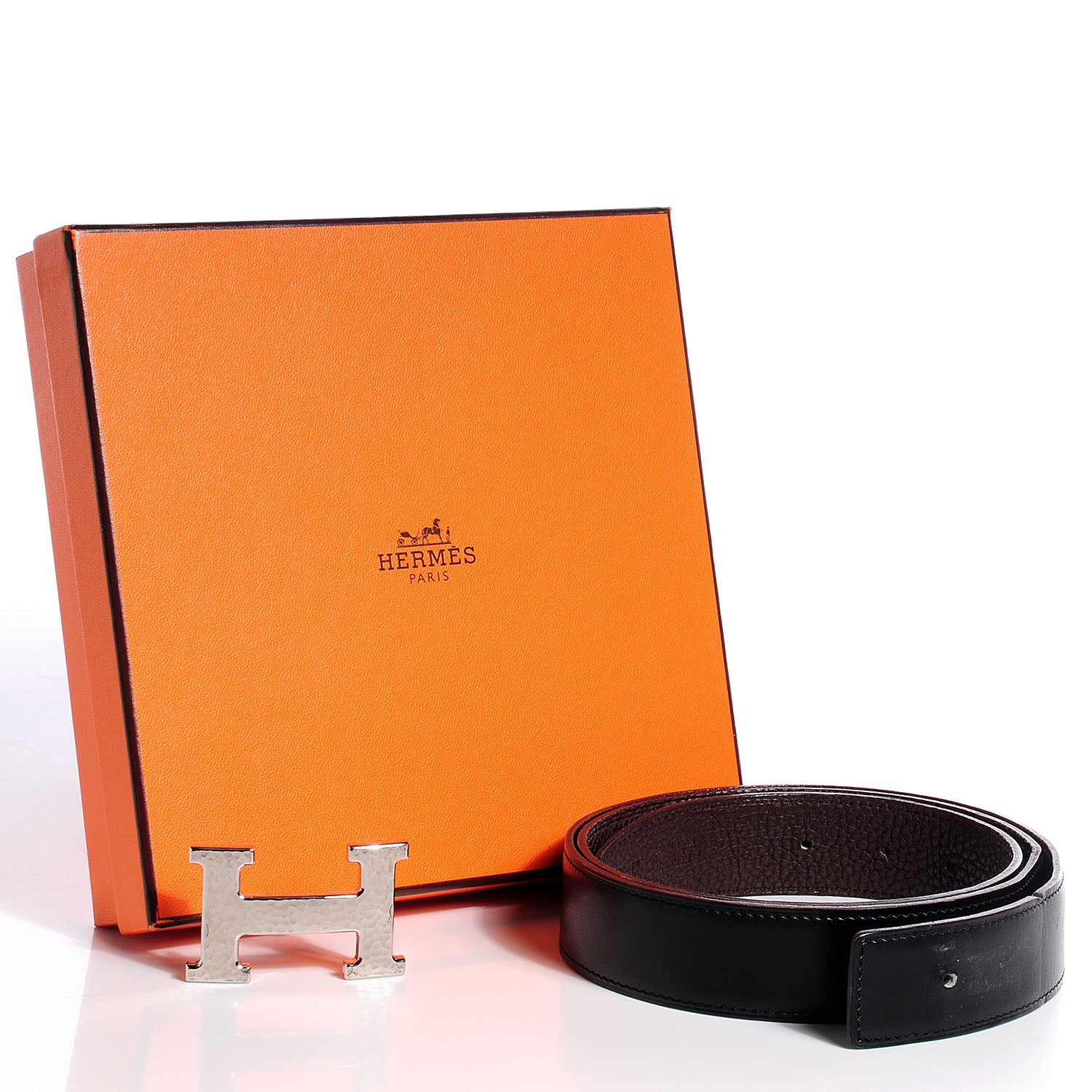 Hermes Box Togo Reversible Martelee Constance 40mm H Belt 100 Noir Chocolate 7 of 13